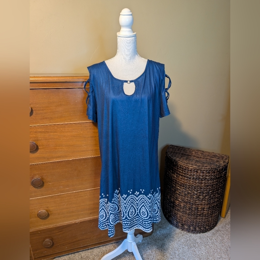 Amazon Blue Midi Dress Sz XXL NWOT